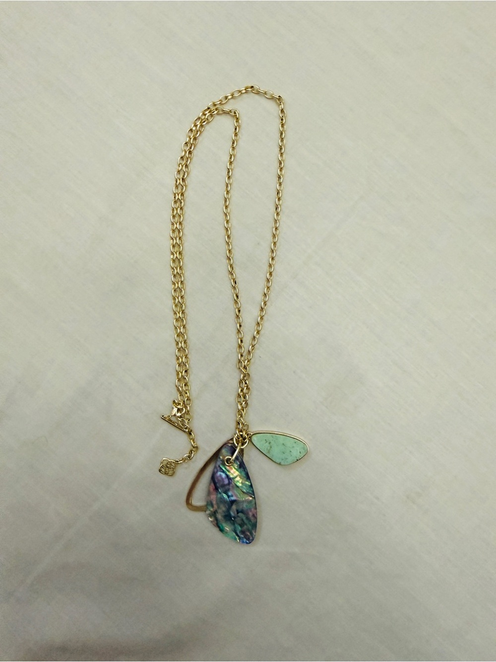 Kendra Scott Gold Necklace with Abalone Multicolor and Mint Charms - Picture 2 of 2